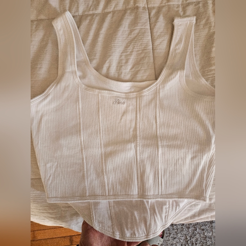 LARGE Double D Victoria's Secret Pink Ribbed Top - Picture 2 of 4
